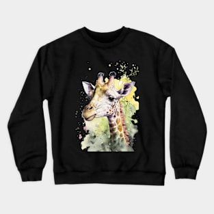 Portrait of an adorable and beautiful giraffe watercolor Sticker Crewneck Sweatshirt